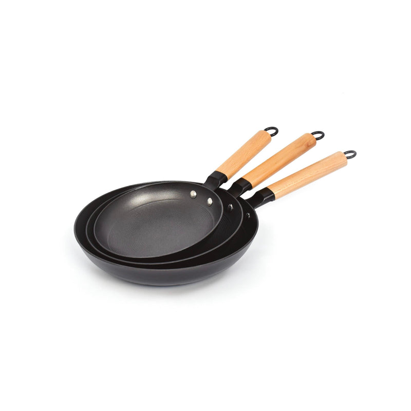 Set De 3 Poêles En Fonte Structure Nid D'Abeille - Noir