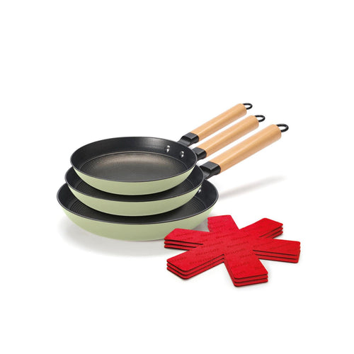 Batterie De Cuisine 6 Pièces - Fonte D'Acier Ultra Légère En Nid D'Abeille - Vert