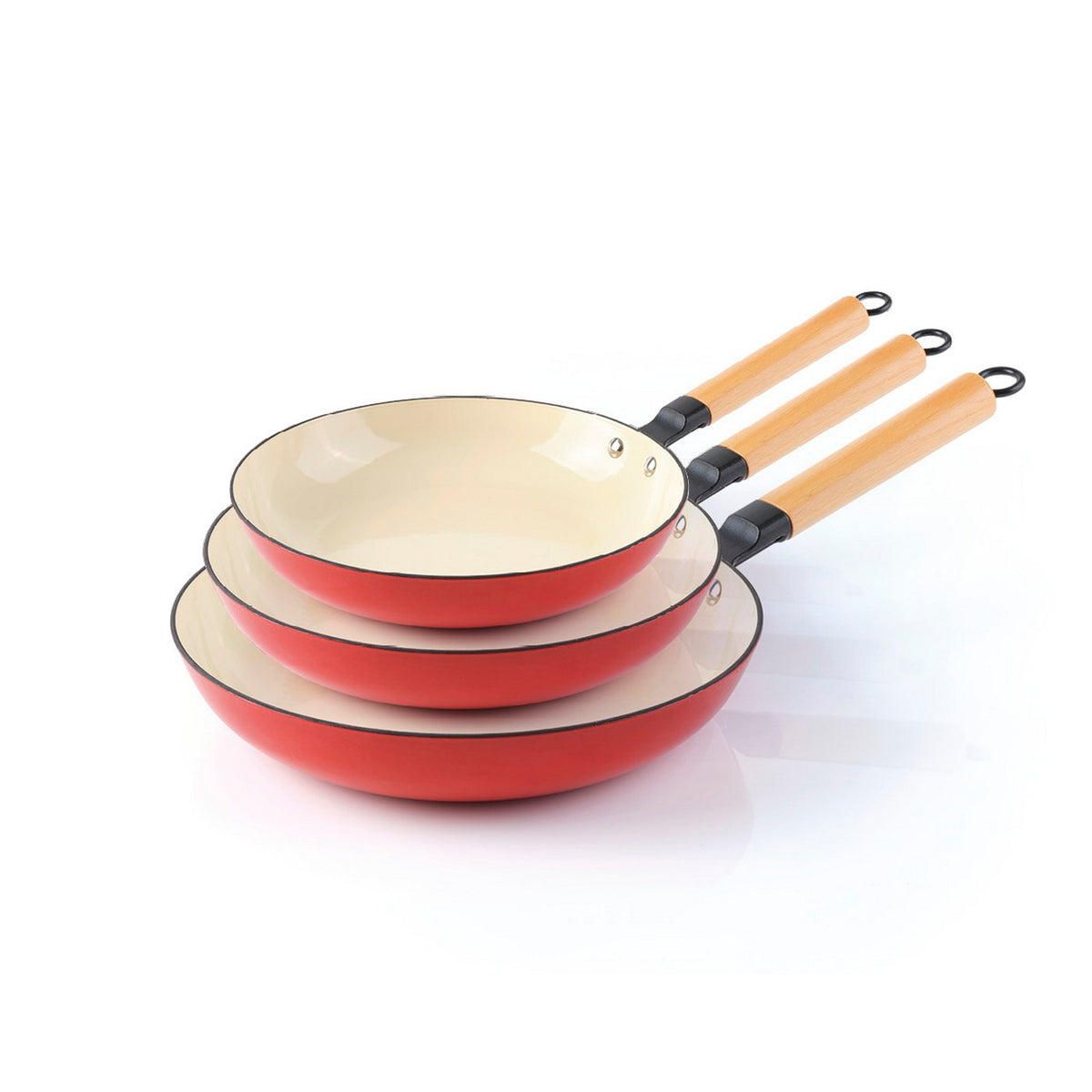Set di 3 padelle - bianco / rosso