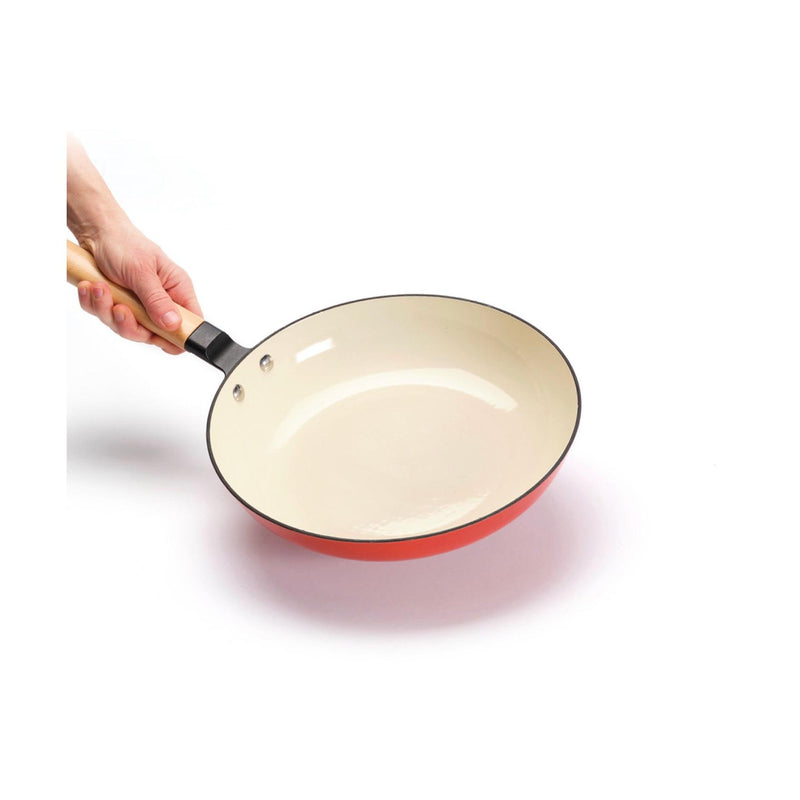 Batterie De Cuisine 6 Pièces - Fonte D'Acier Émailée - Rouge/Blanc