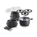 Batterie De Cuisine 16 Pièces - Aluminium Noir