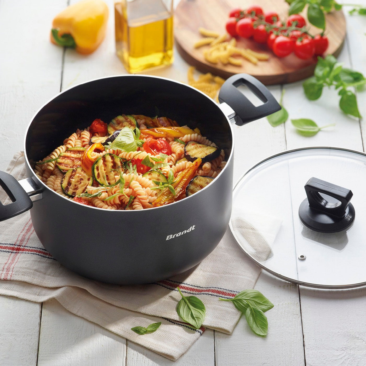 Set De 3 Poêles + 3 Casseroles + 3 Couvercles + 3 Couvercles Hermétiques + Marmite Avec Couvercle + 2 Poignées Amovibles - Noir
