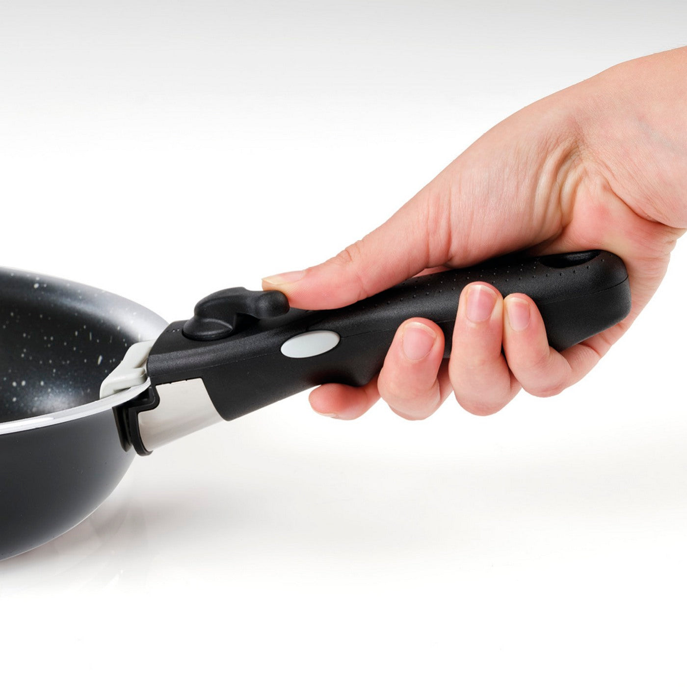 Set De 3 Poêles + 3 Casseroles + 3 Couvercles + 3 Couvercles Hermétiques + Marmite Avec Couvercle + 2 Poignées Amovibles - Noir