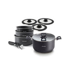 Batterie De Cuisine 9 Pièces - Aluminium Noir