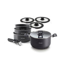 Batterie De Cuisine 9 Pièces - Aluminium Noir