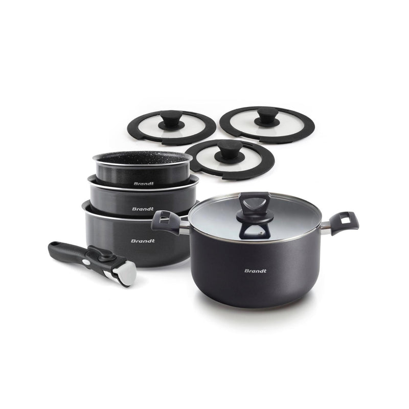 Batterie De Cuisine 9 Pièces - Aluminium Noir