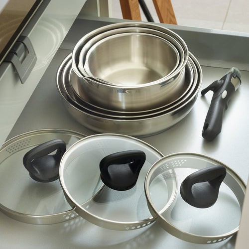 Poignée Amovible Pour Poêles Et Casseroles En Acier Inoxydable - Noir / Rouge