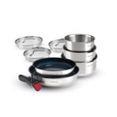 Batterie De Cuisine 9 Pièces En Acier Inoxydable - Argenté/Noir/Rouge