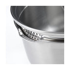 Set De 3 Casseroles En Inox + 3 Poêles Avec Revêtement Anti-Adhérent + 1 Poignée Amovible + 3 Couvercles Passoires Avec Manche En Inox - Argenté/Noir/Rouge