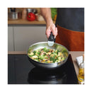 Set De 3 Casseroles En Inox + 3 Poêles + 1 Poignée Amovible + 3 Couvercles Passoires Avec Manche En Inox - Argenté/Noir/Rouge