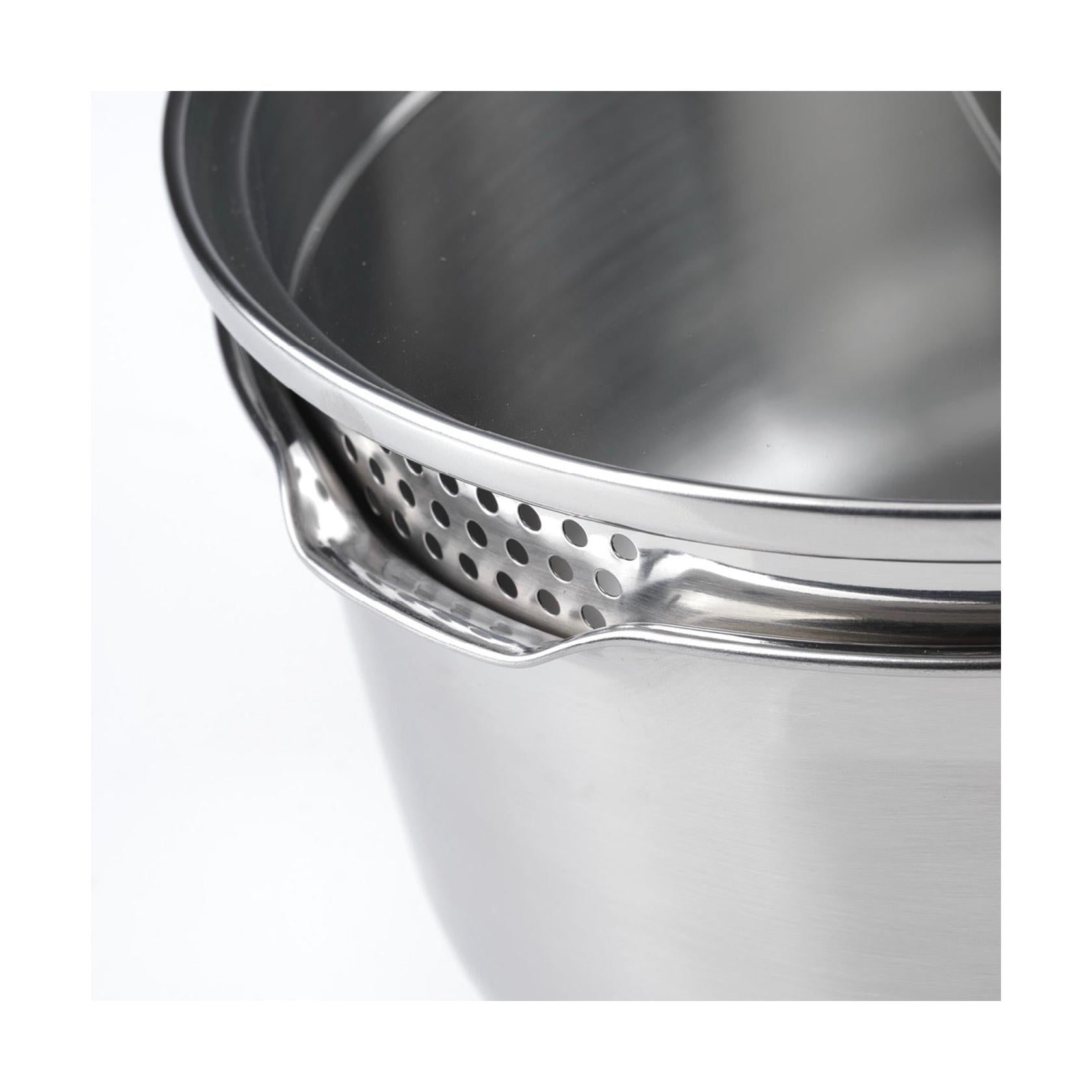 Set De 3 Cazuelas En Inox + 3 Sartenes + 1 Mango Amovible + 3 Tapas Escurridoras Con Mango En Inox - Plateado/Negro/Rojo
