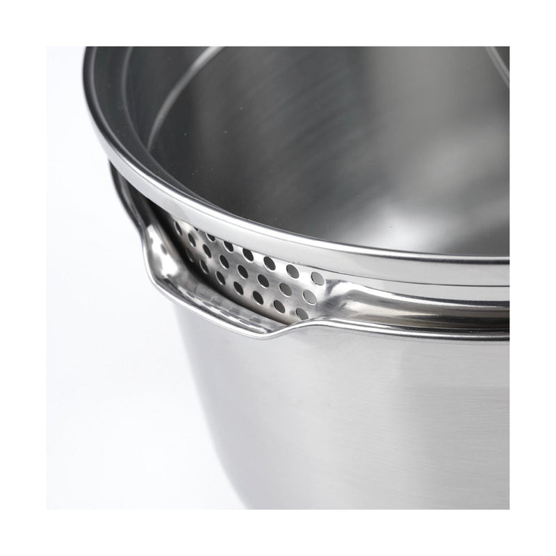 Set De 3 Casseroles En Inox + 3 Poêles + 1 Poignée Amovible + 3 Couvercles Passoires Avec Manche En Inox - Argenté/Noir/Rouge