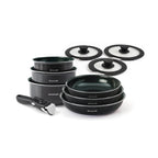Set of 3 Frying Pans + 3 Saucepans + 3 Lids + 1 Detachable Handle - Diamant Perlé