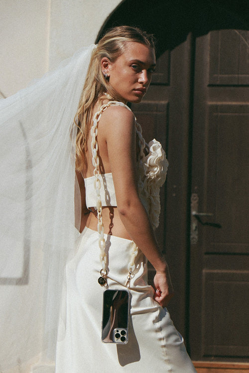 Chaine Longue Ambre Beige 120 Cm