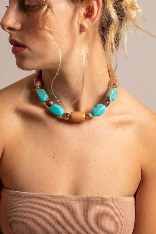 Bijoux Collier Daya Marron 40 Cm