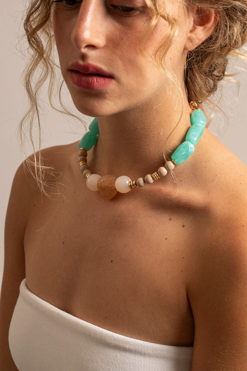 Bijoux Collier Daya Bleu 40 Cm