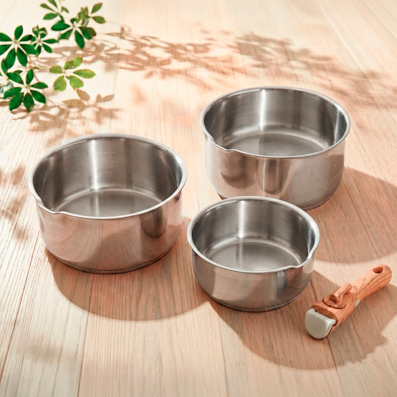 Set De 3 Casseroles En Inox Avec Poignée Amovible - Argenté