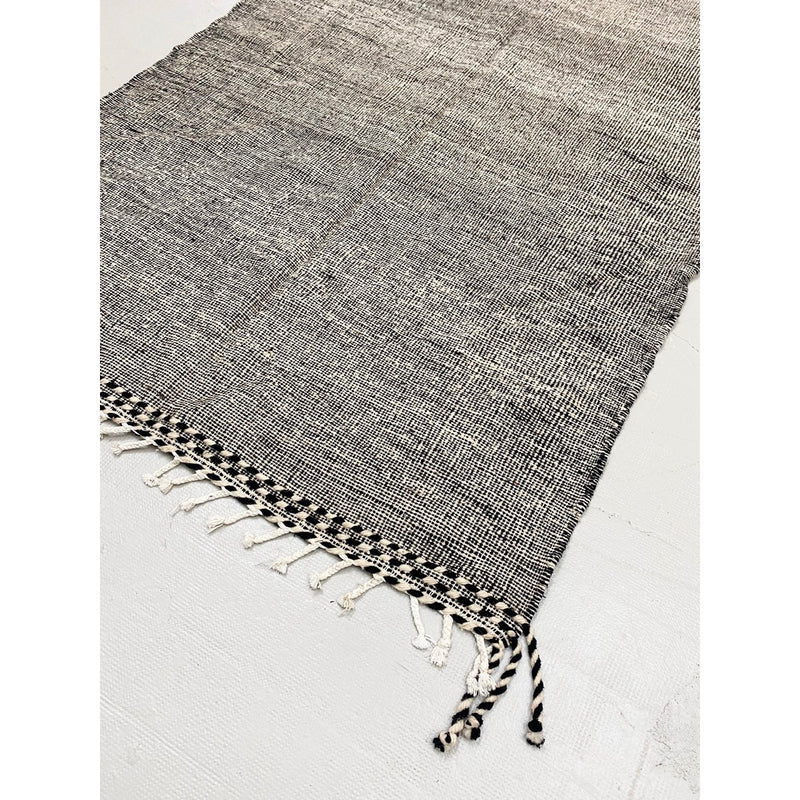 Tapis Berbère Marocain Kilim - Ecru Et Noir