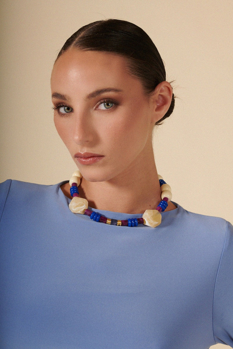 Bijoux Collier Oceane Bleu 40 Cm