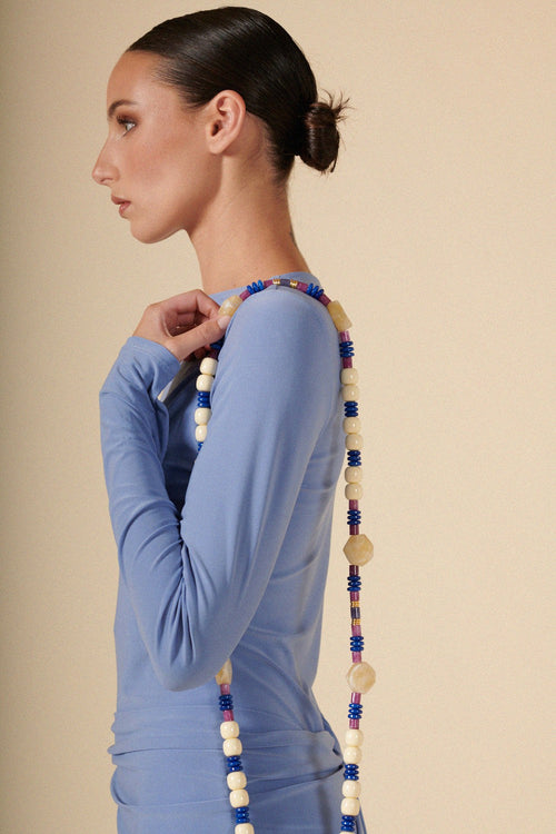 Chaine Longue Oceane Bleu 120 Cm