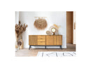 Albi - Buffet 3 Portes - Bois Massif Et Rotin