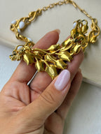 Vintage Trifari Necklace - Foliage White Cabochons