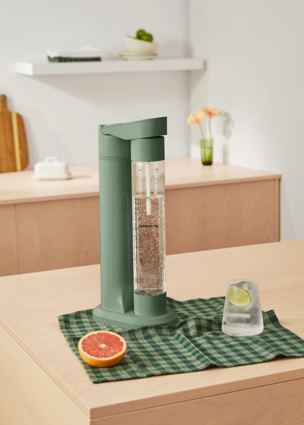 Soda Maker Studio - Machine À Eau Gazeuse + Bouteille 1L - Vert Sauge