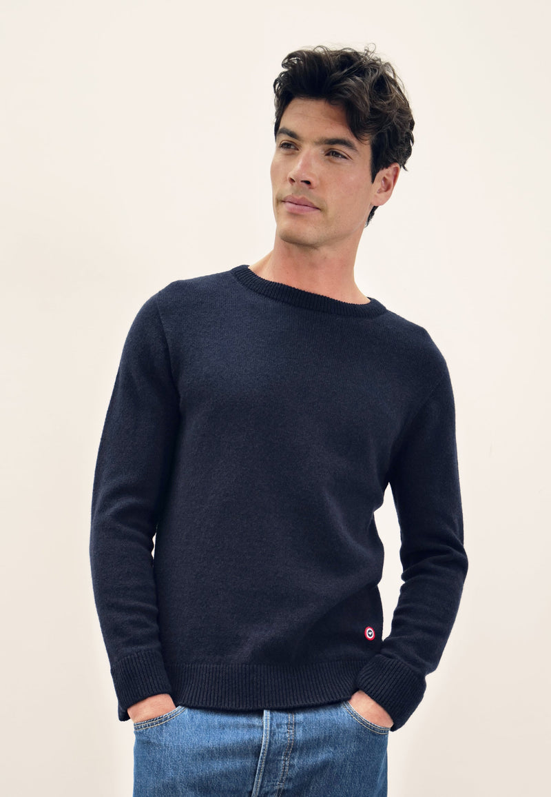 Pull Homme Bleu Marine En Maille - Jean Pull Marine