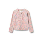 Maglia da bagno con zip a maniche lunghe Ada - Fiori a cuore rosa