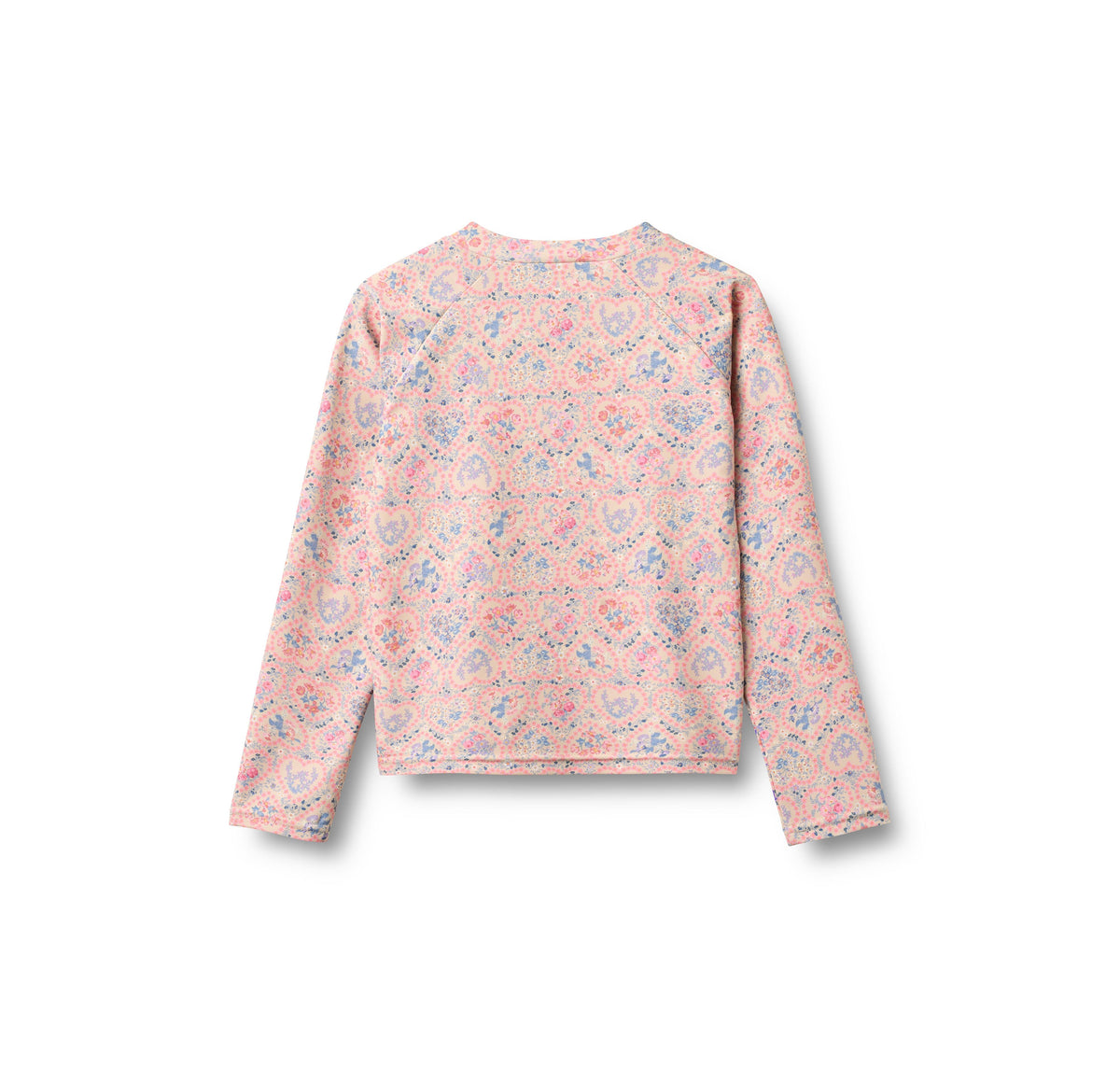 Maglia da bagno con zip a maniche lunghe Ada - Fiori a cuore rosa