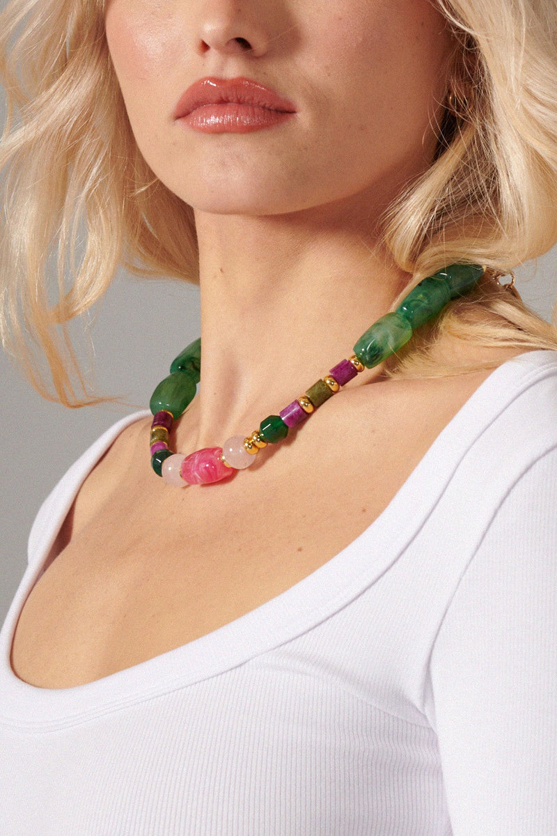 Chaine Courte Divya Vert 40 Cm