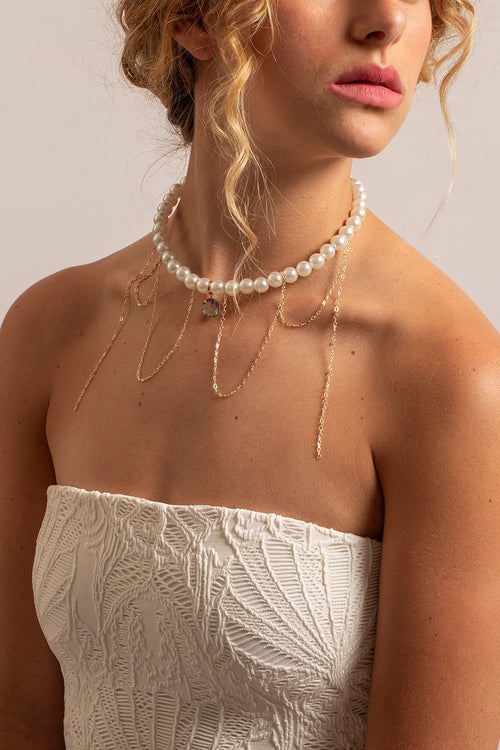 Chaine Courte Athena Blanc 40 Cm