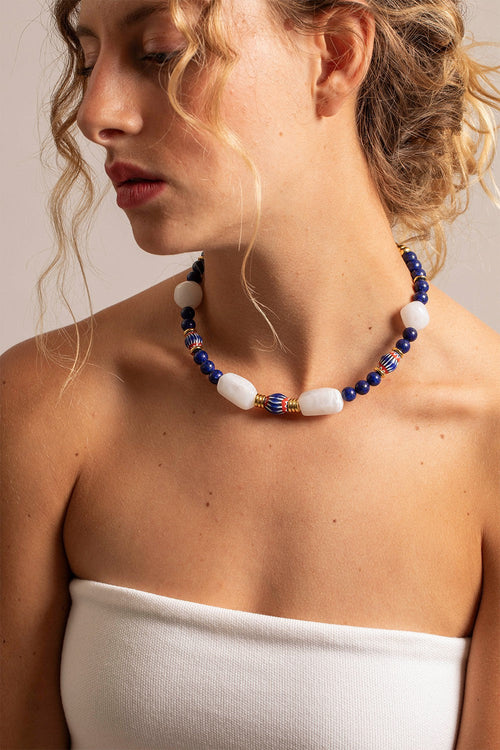 Chaine Courte Calista Bleu 40 Cm