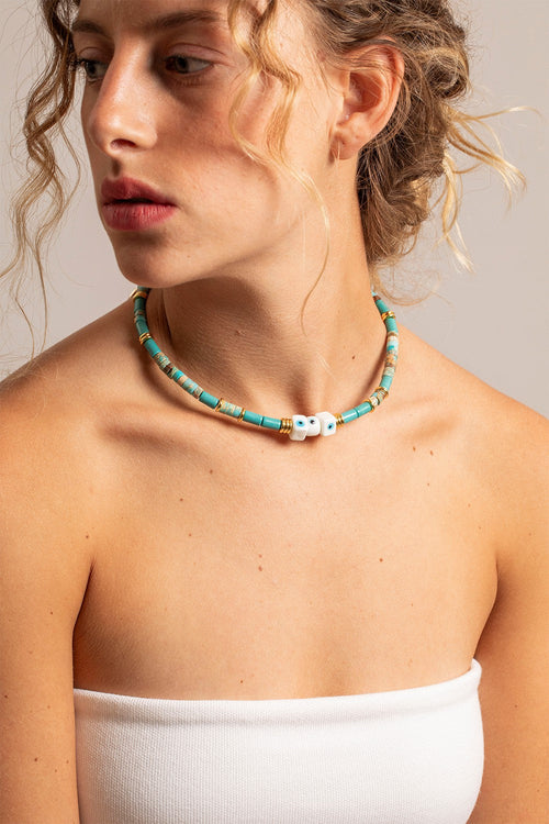 Chaine Courte Kyra Turquoise 40 Cm