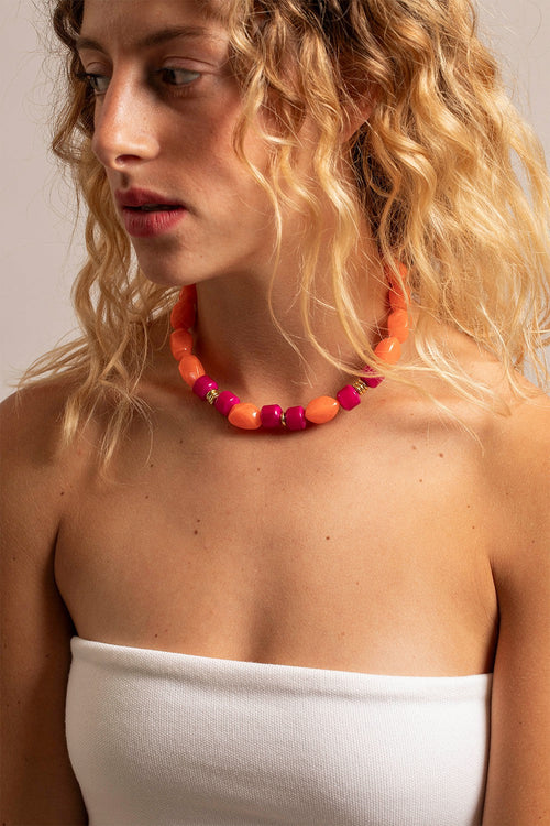 Chaine Courte Zelia Orange 40 Cm