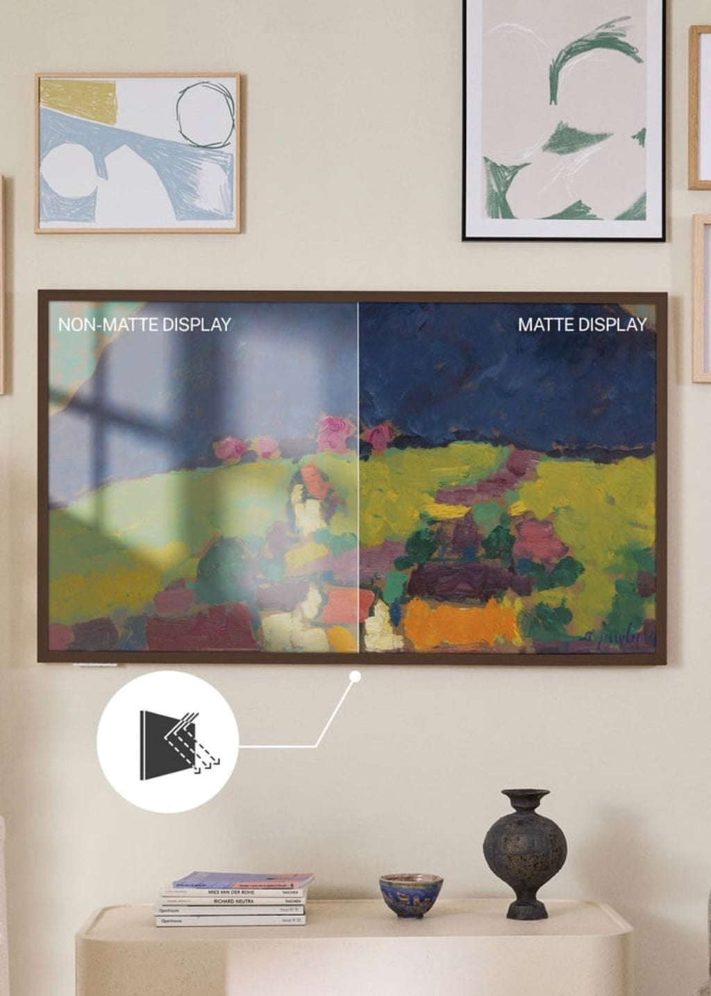 Tv Art Matte - Televisor Smart Tv Qled 4K Con Pantalla Antirreflejos Y Galería De Arte - Madera Oscura