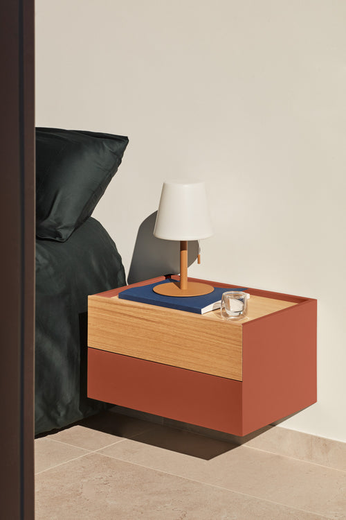 Otto - Table De Chevet Murale - Carrelage & Chêne