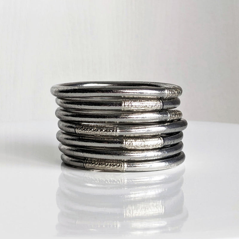 Jonc bouddhiste - antique silver