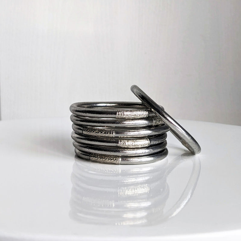 Jonc bouddhiste - antique silver