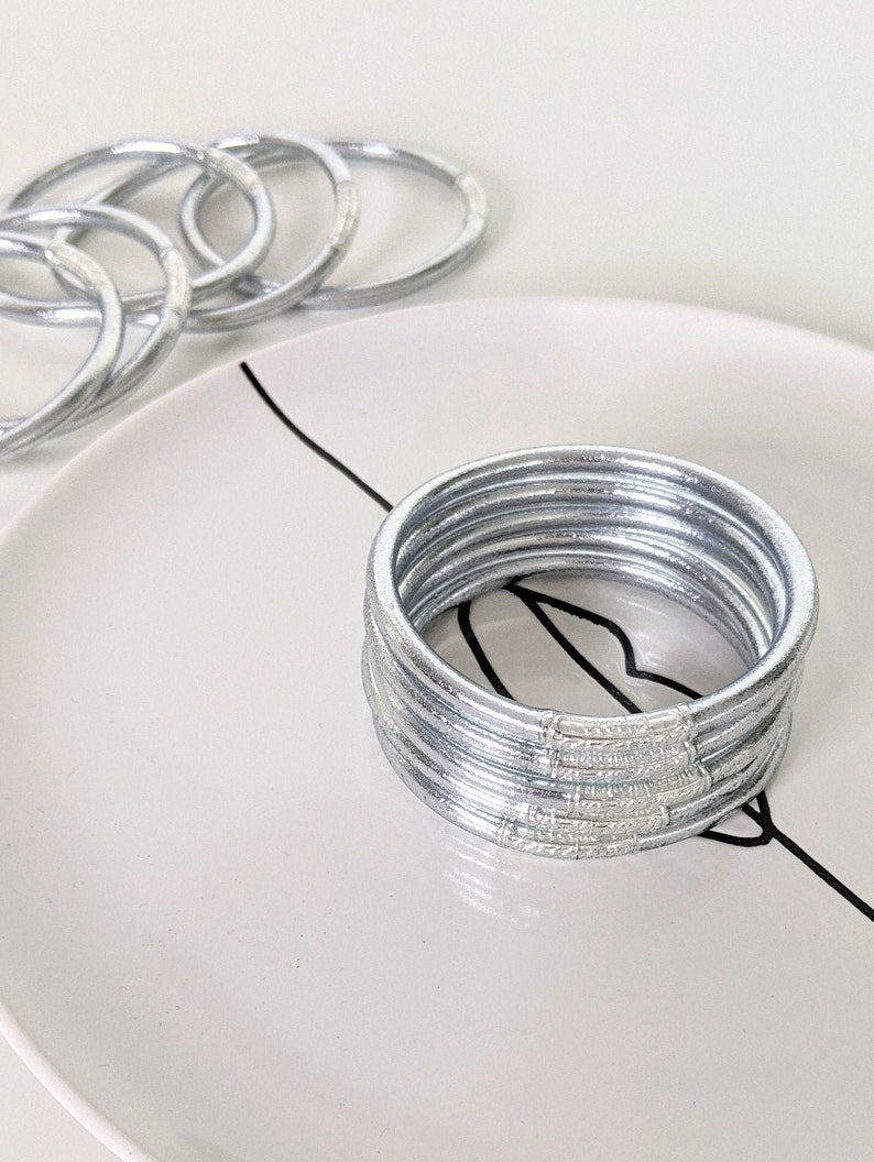 Jonc bouddhiste - antique silver