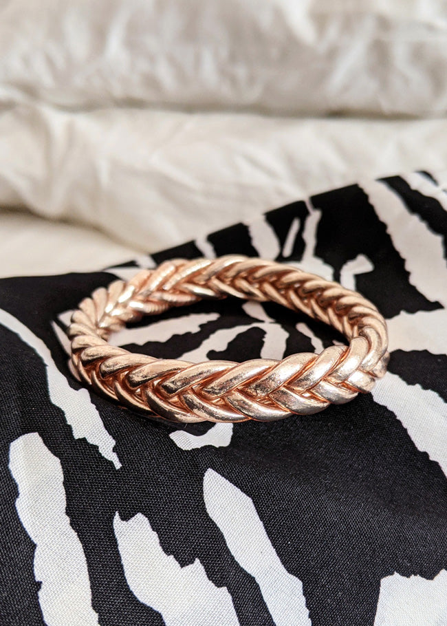 Braided Buddhist bangle - champagne
