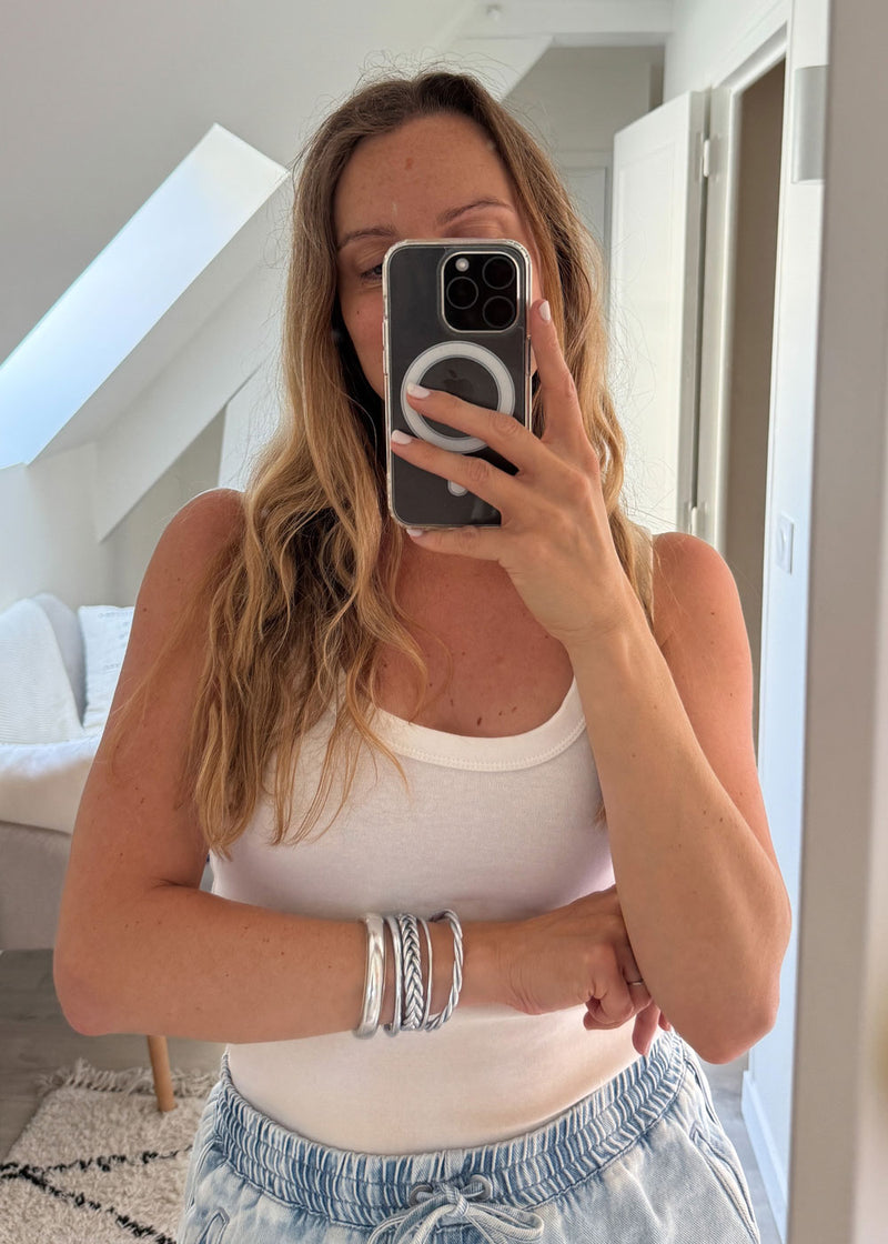 Jonc bouddhiste plat 12mm - silver