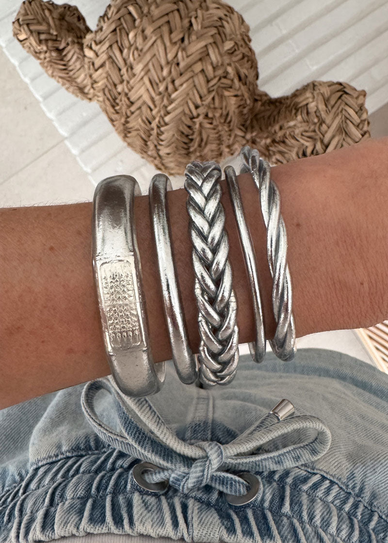 Jonc bouddhiste plat 12mm - silver