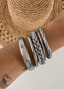 Jonc bouddhiste plat 12mm - silver