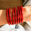 Braided Buddhist bangle - passion red
