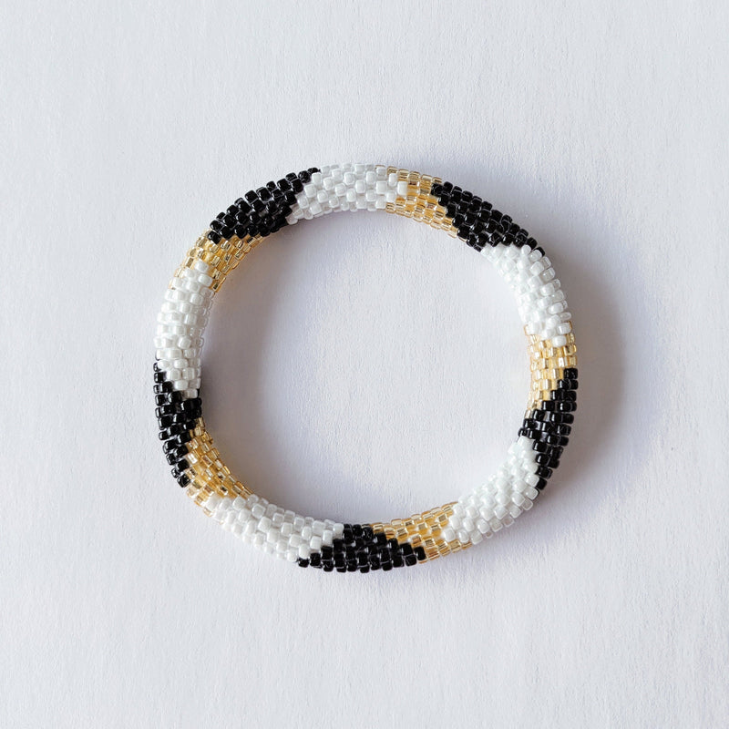 Nepalese bracelet #1 (white, black and gold)