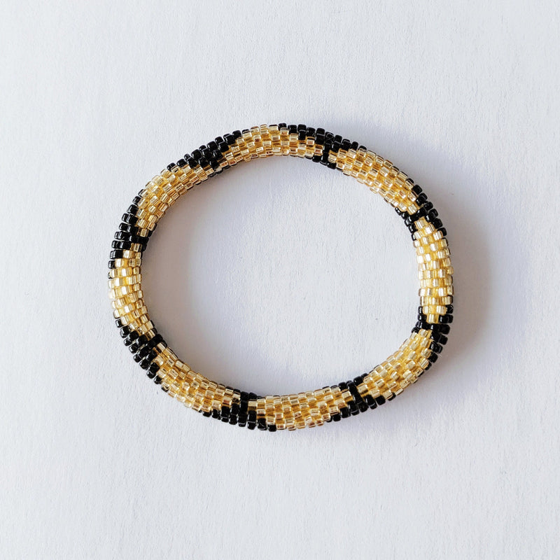 Nepalese bracelet #1 (white, black and gold)