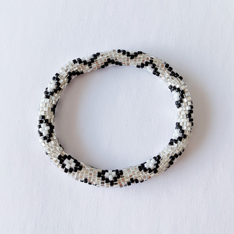Nepalese bracelet #12 (silver, black and white)