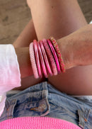 Nepalese bracelet #44 (coral pink and gold)