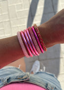 Nepalese bracelet #44 (coral pink and gold)